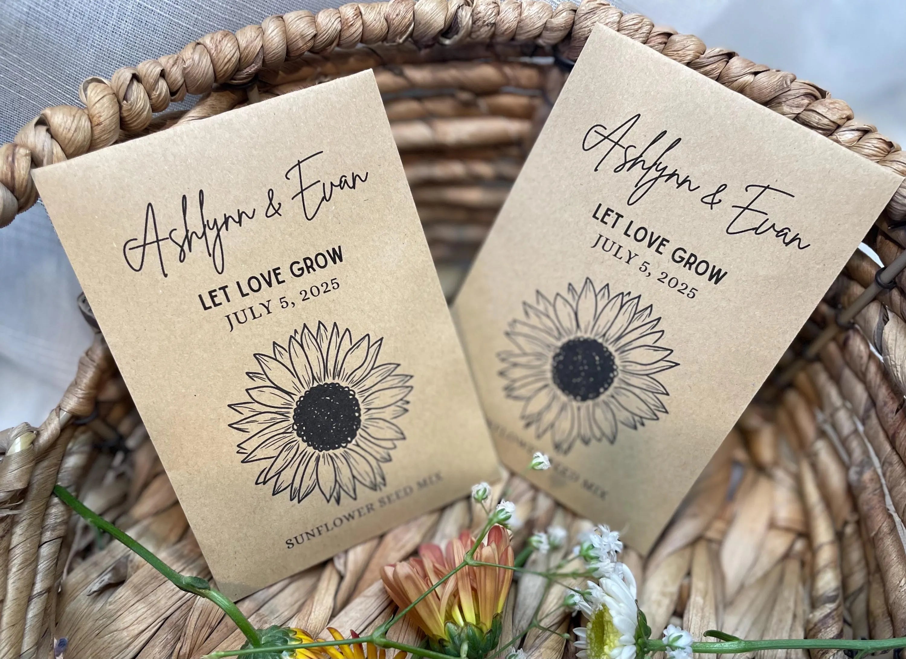 Sunflower Let Love Grow Seed Packets